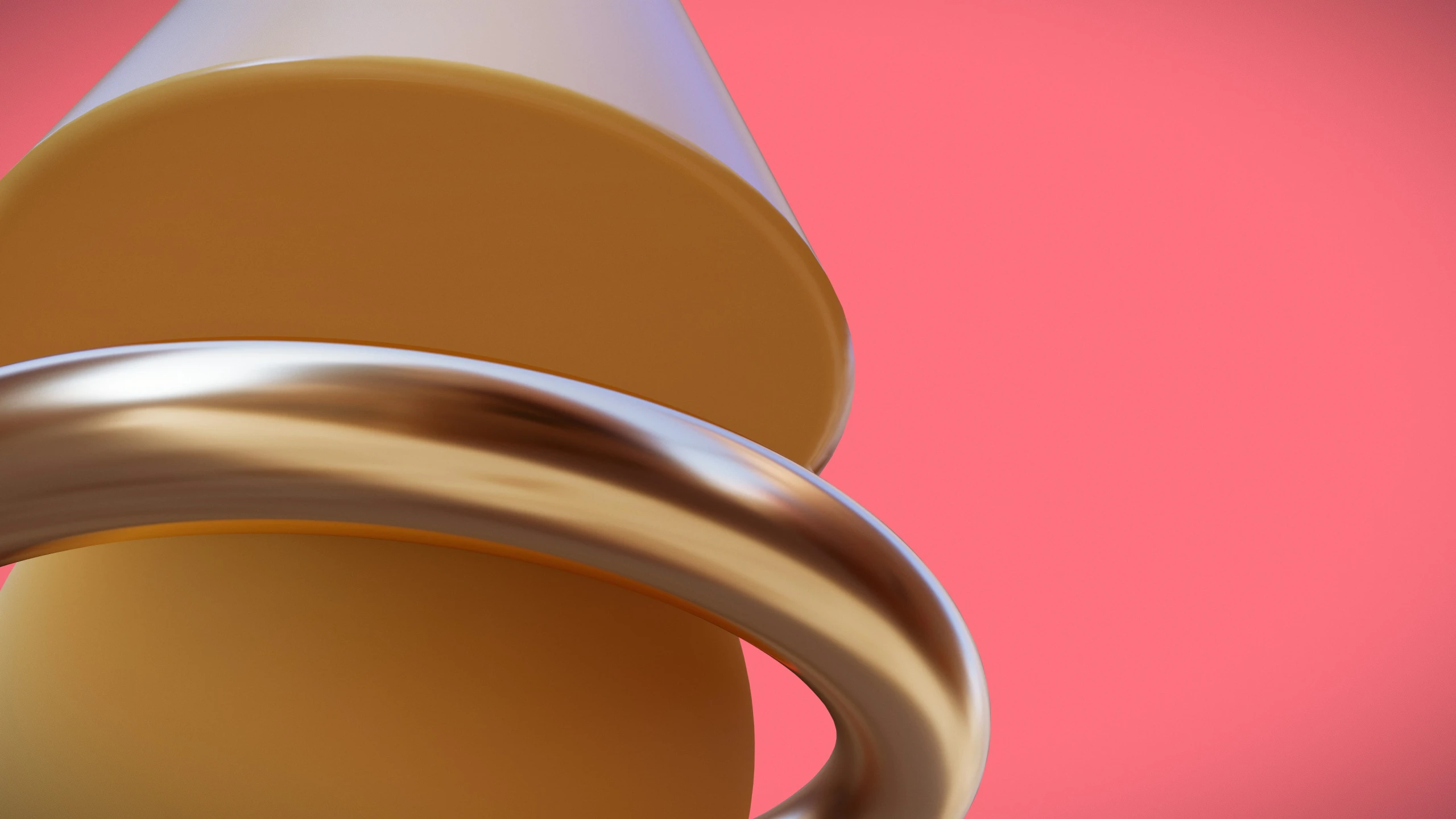 a metal object with gold and pink background