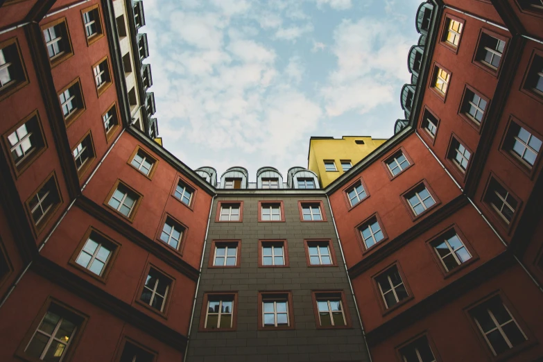 a view from the floor of an apartment building