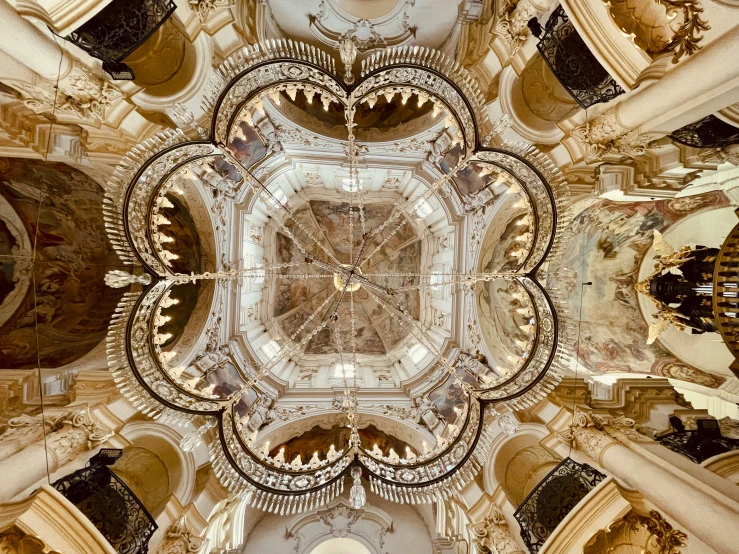 an overhead view looking up at a ceiling and its structure