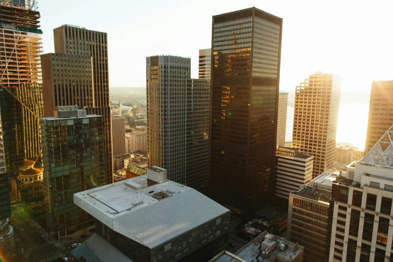 several buildings next to each other and a few windows with the view