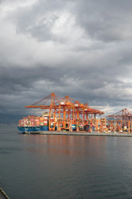 a large container ship that is being built