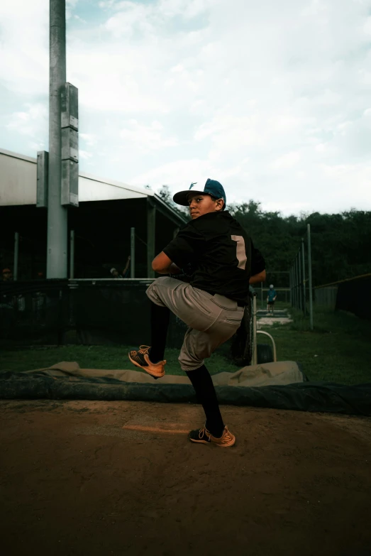 a man is practicing his position for the game