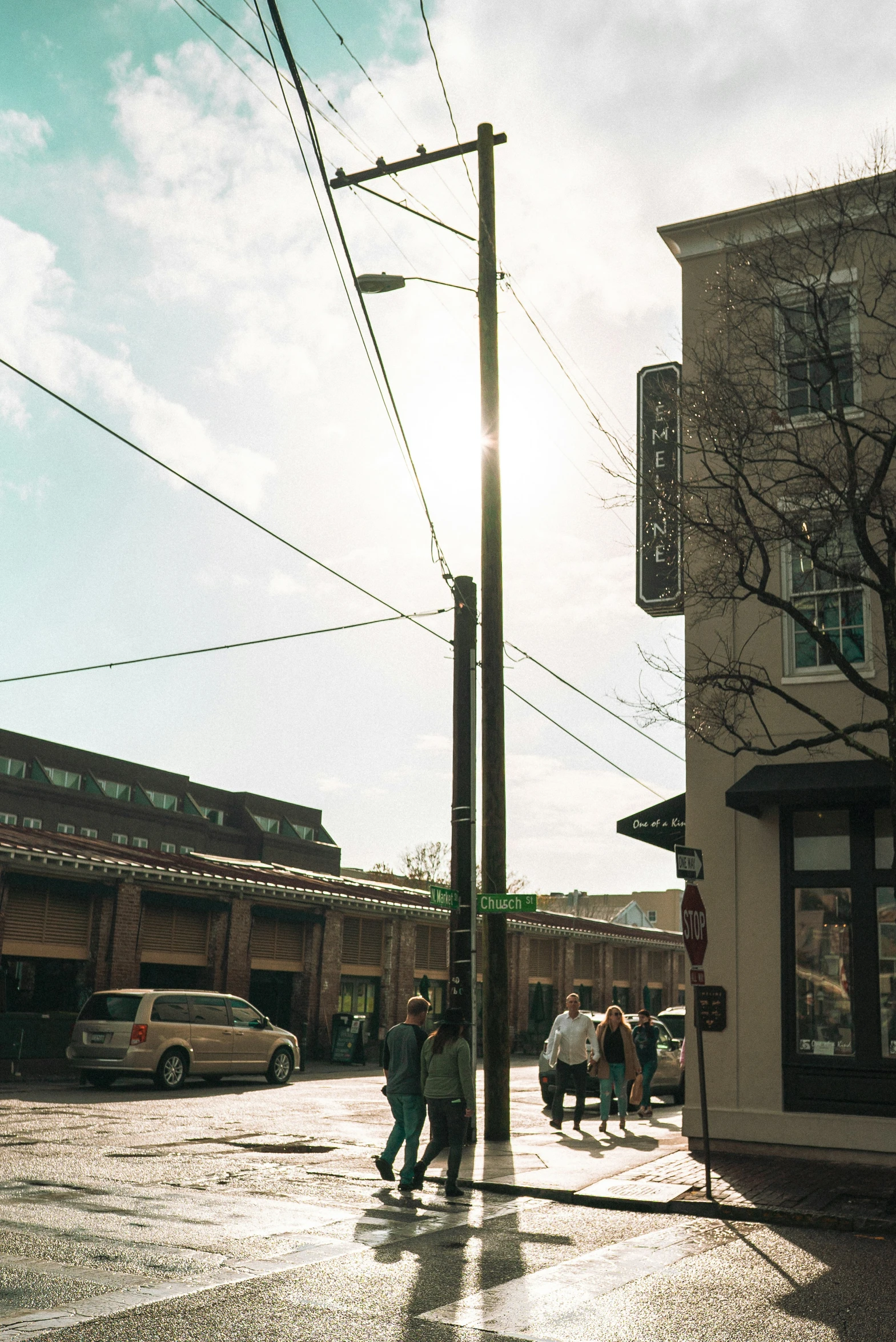 people crossing the street in the city