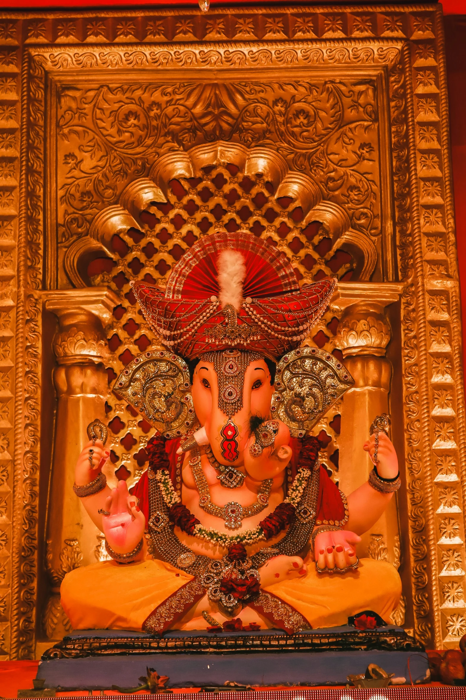 an image of ganesh idol displayed in temple