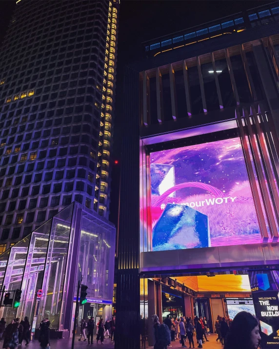 a huge billboard on the side of a building