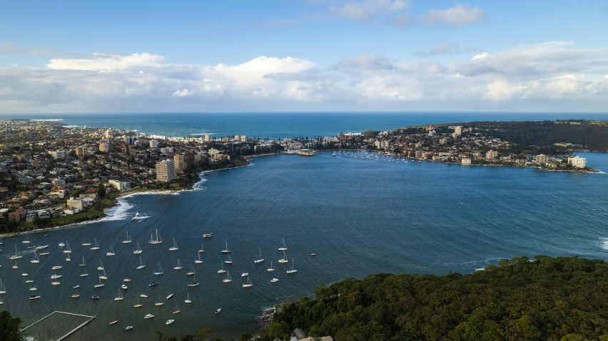 a large body of water with several boats in the water