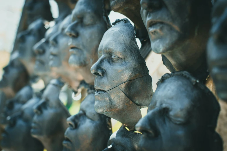 several heads with multiple different types of facial expression