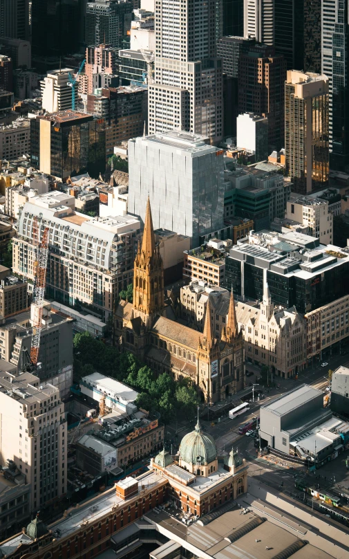 a view from the air of a city