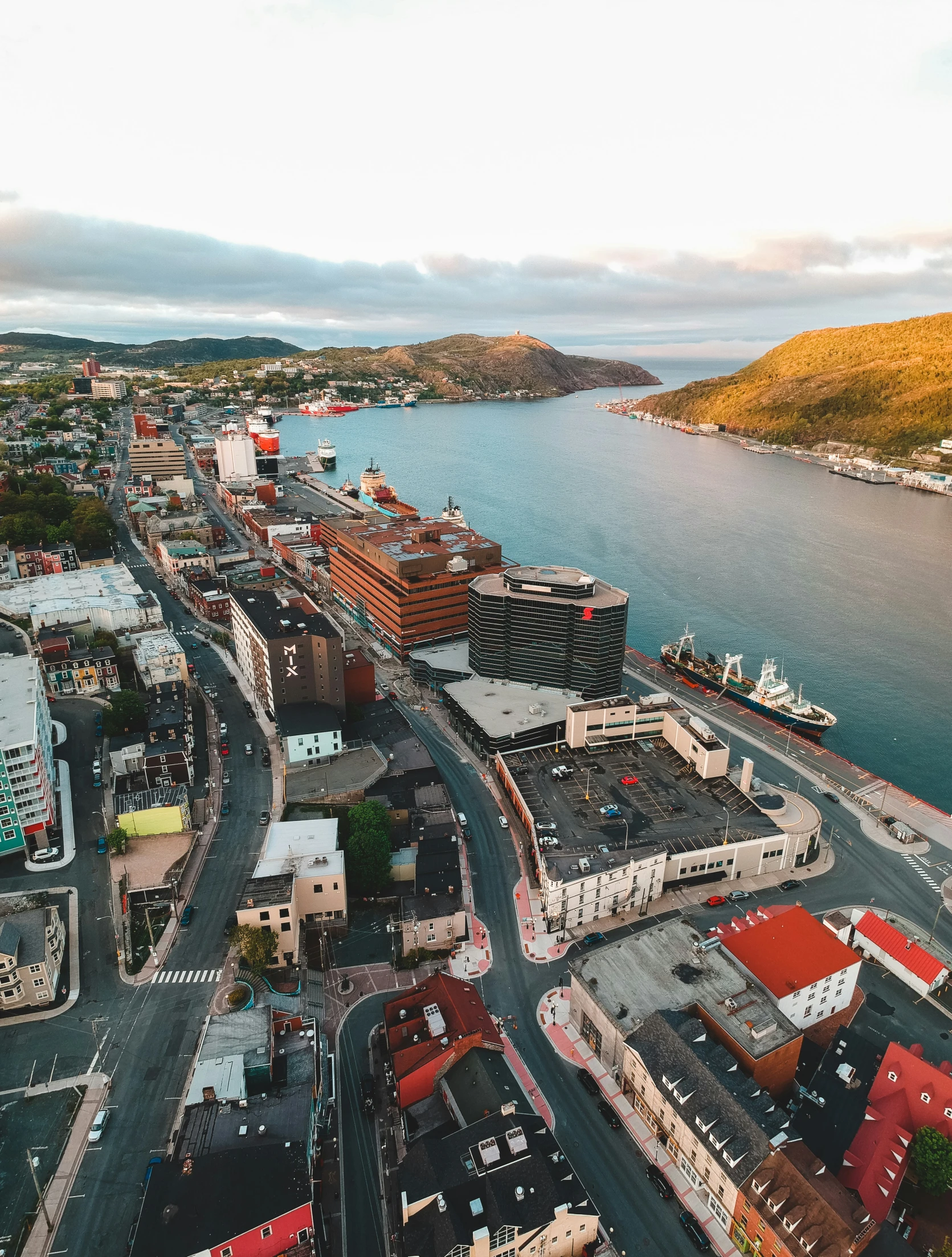 a scenic view from a helicopter of the town