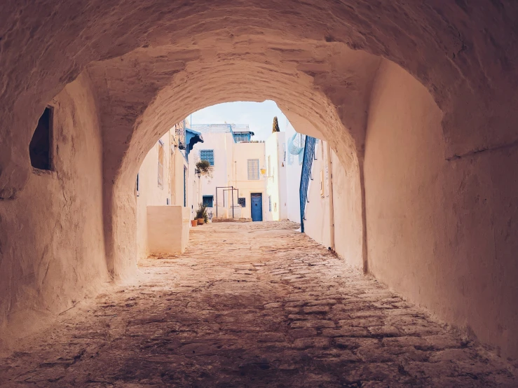 an archway that has a building built into it