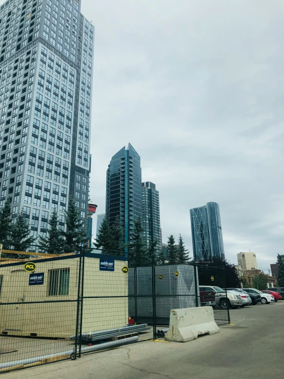 view of buildings from the street in an urban setting