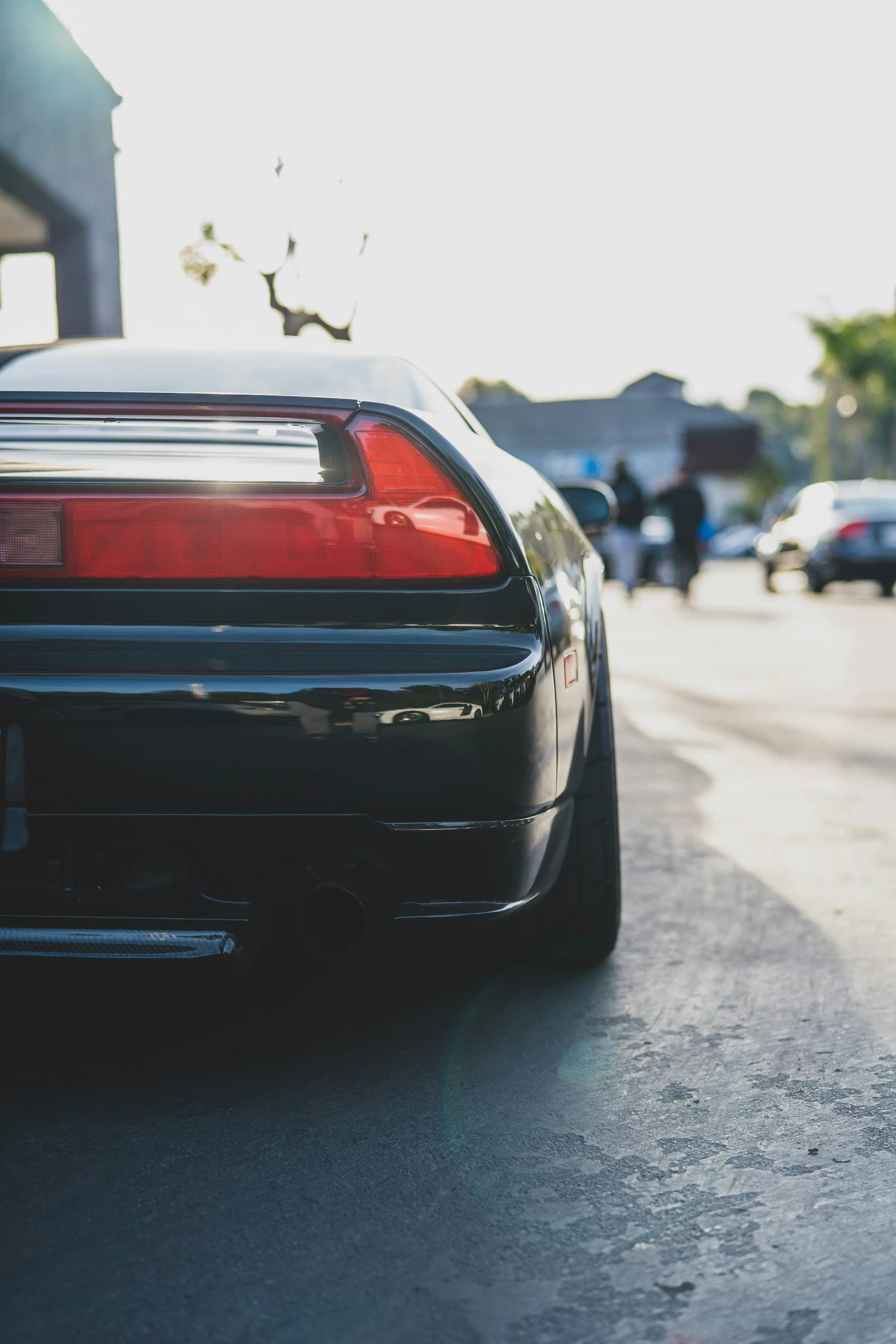 a car is parked on the side of the road