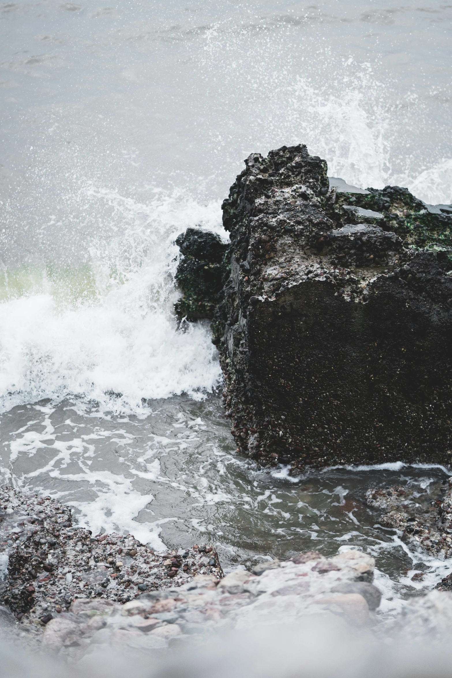 an up close s of rocks in the water