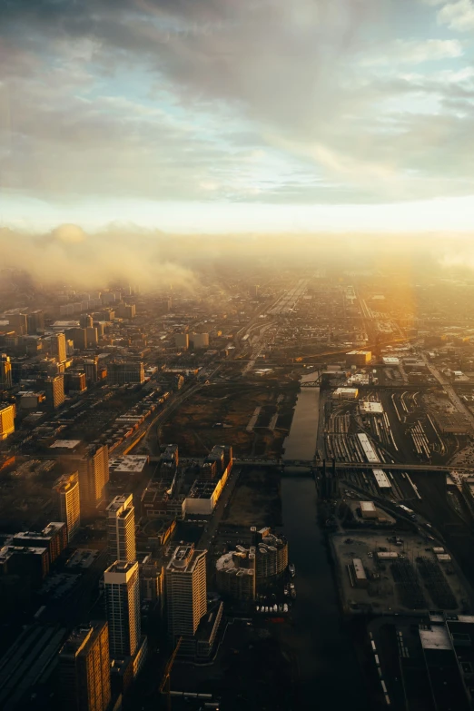 a view of a city on a very cloudy day