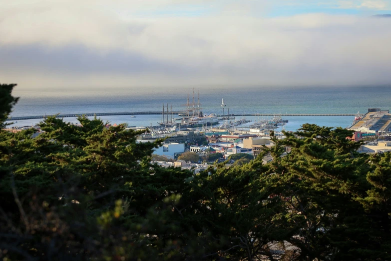 there is a view of a town in the distance