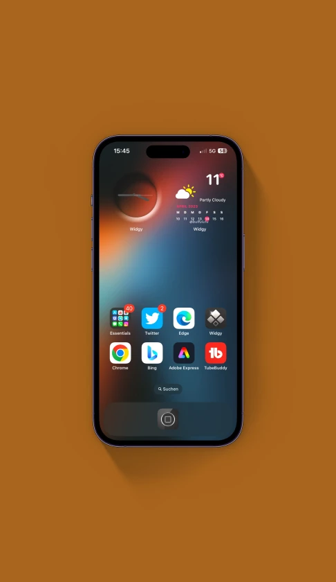 a black phone on an orange background
