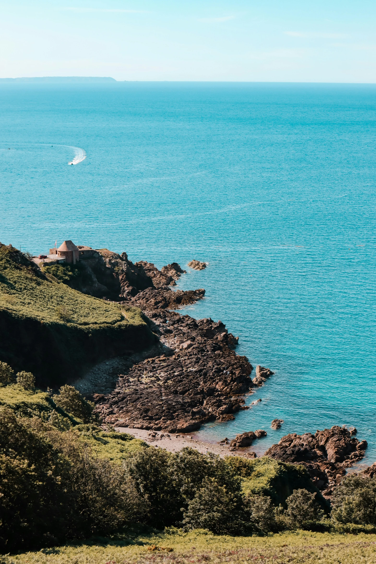 a lone boat in a large body of water