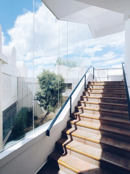 the stair case is shown next to an empty building