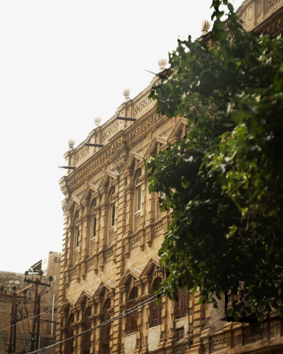 an old building is being viewed from the street