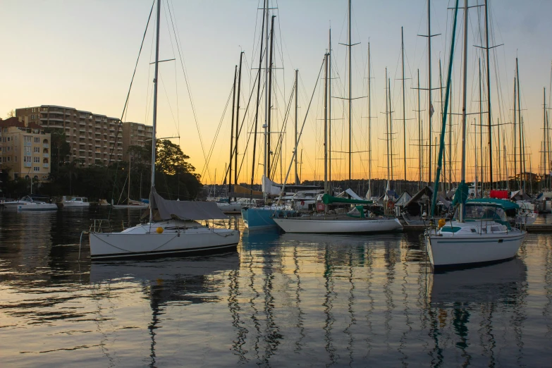 a small marina with lots of sail boats