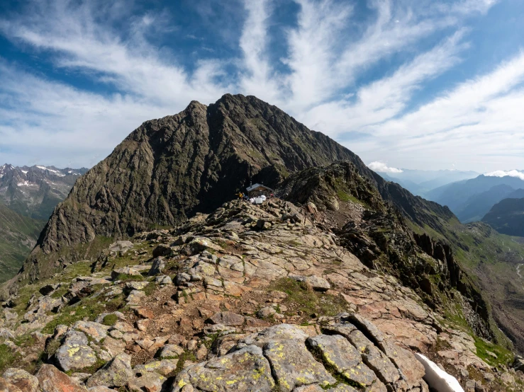 a large mountain is seen from the top