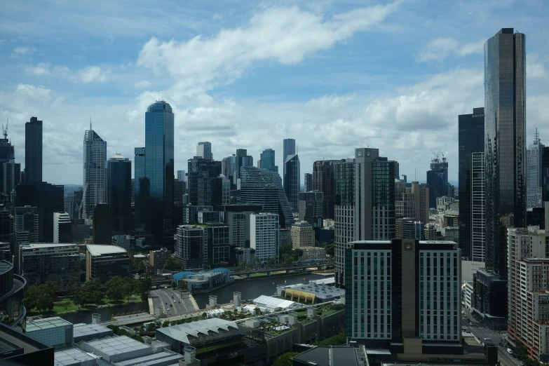 tall buildings sit near each other in the city