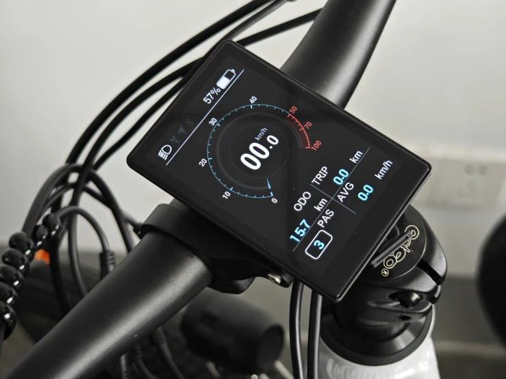 a closeup of an electronic bike meter