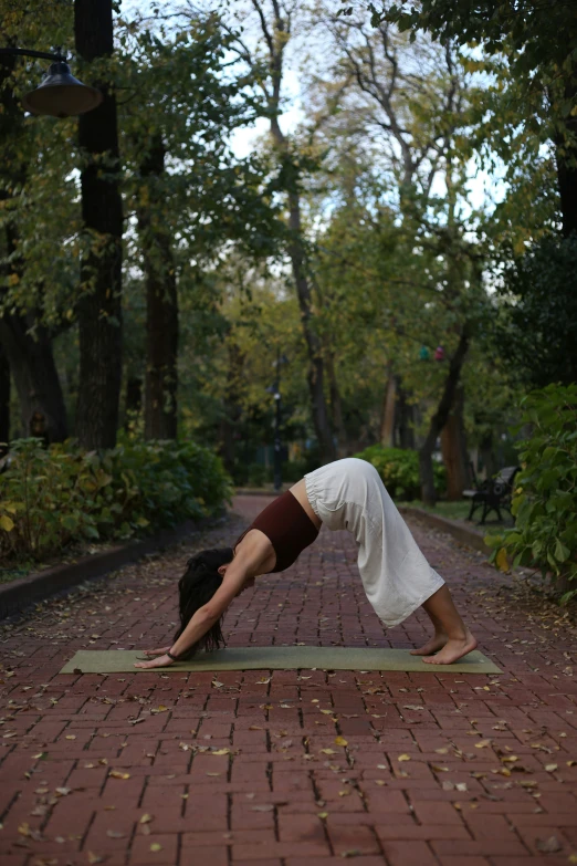 there is a woman that is doing a yoga pose