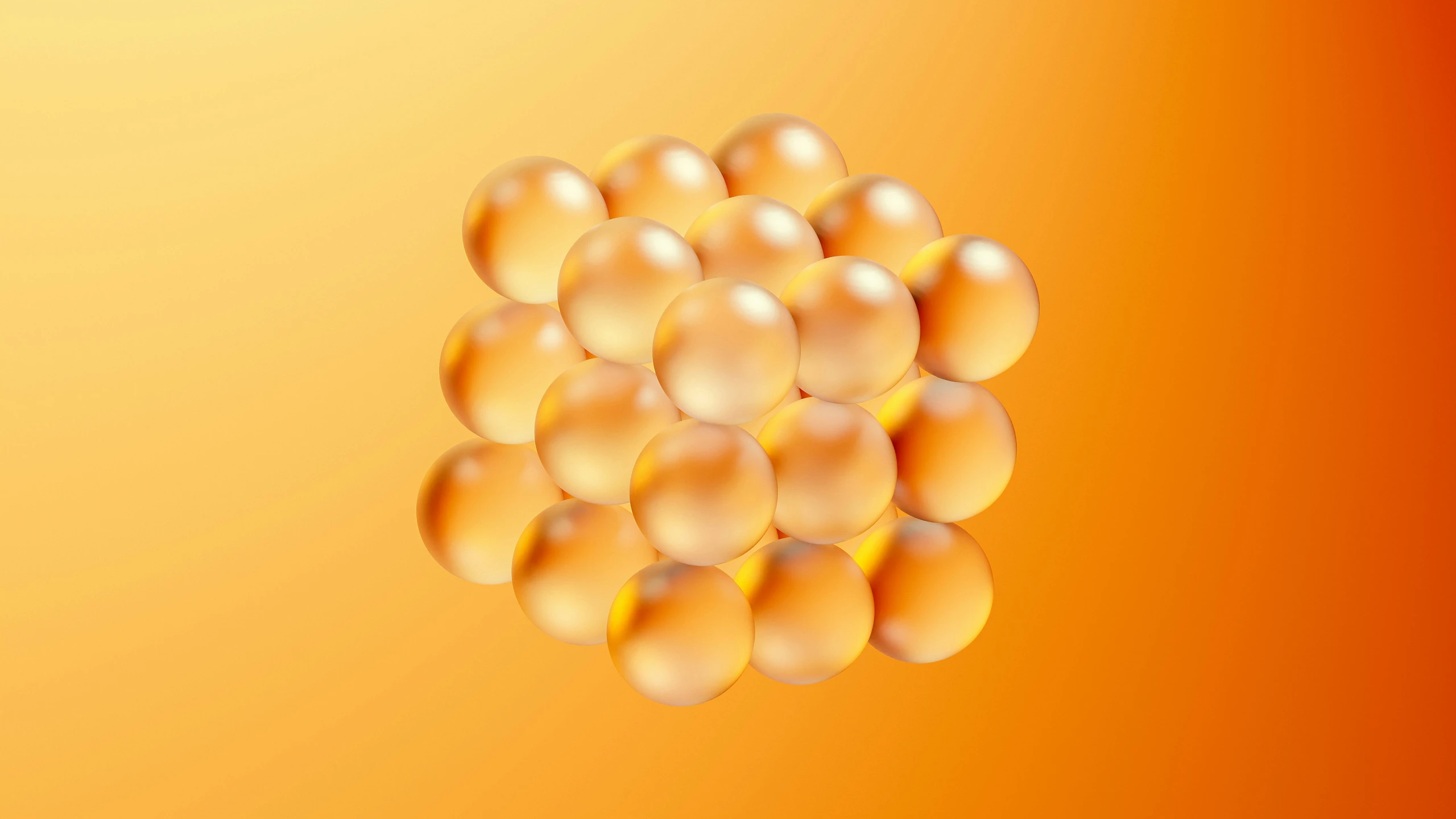 a yellow background with a bunch of bubbles inside of it