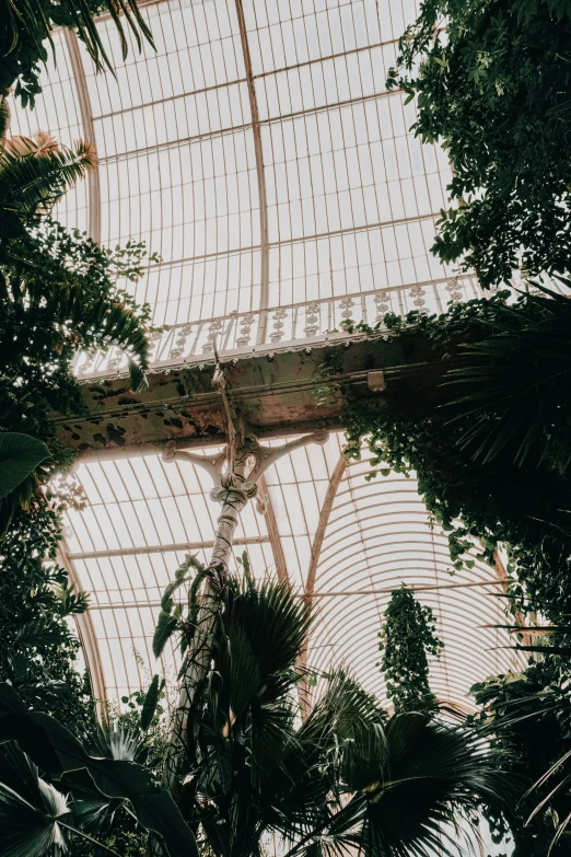 there is a glass ceiling in the middle of the building