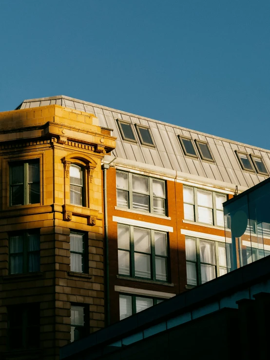 the tops of buildings are made from brick