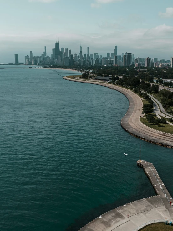 the city skylines as seen from an aerial view