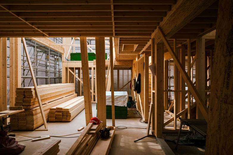 the inside of a house under construction