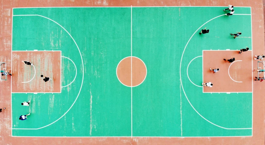 the top view of an outdoor basketball court