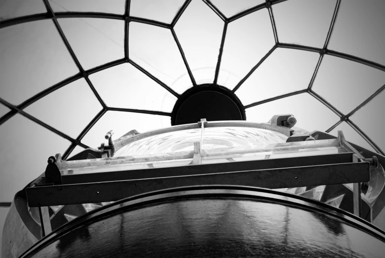 a view looking up into the roof area