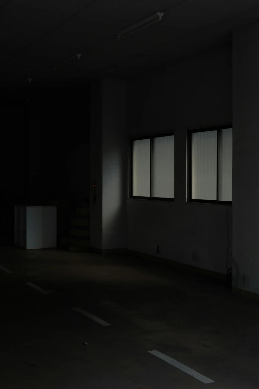 an empty room at night with no one in the room