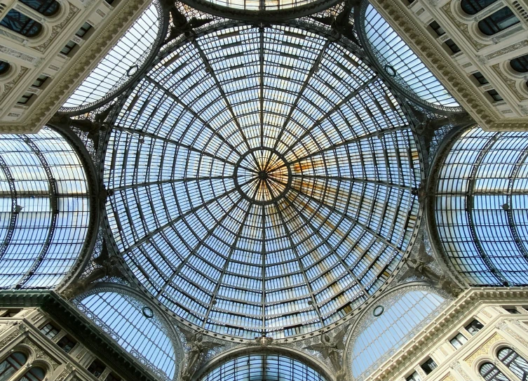 the view looking up at ceiling of a building