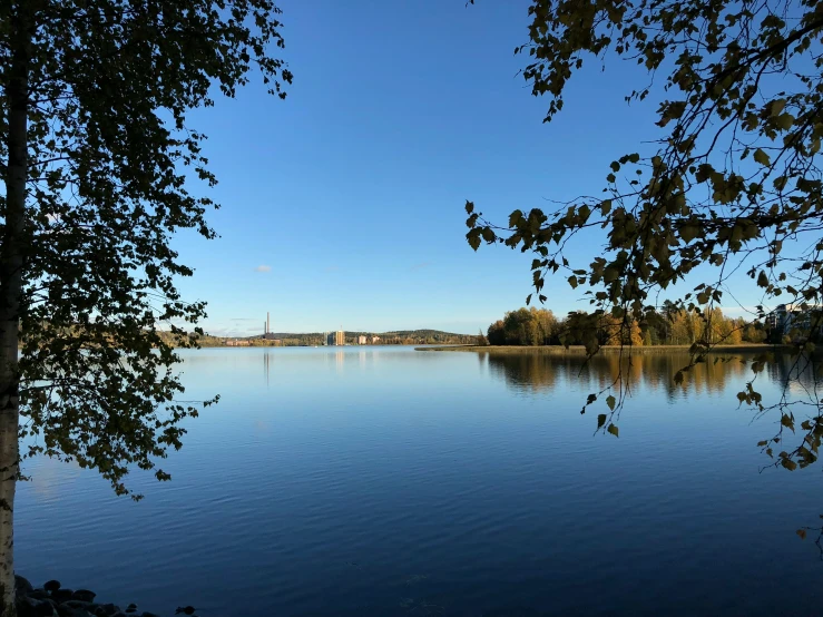 a lake that is very still in the water