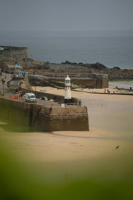 a light house is near a body of water