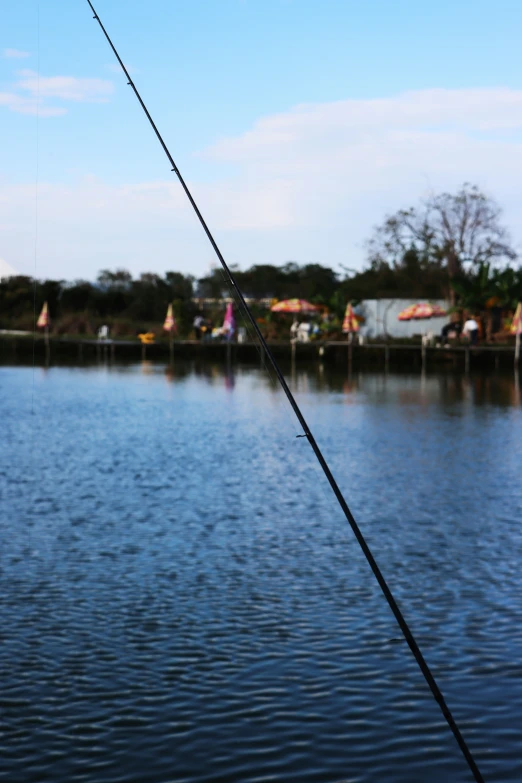 fishing rod sticking out from a body of water