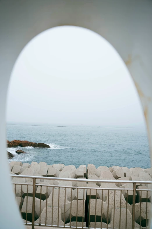 an oval picture looking out over the ocean