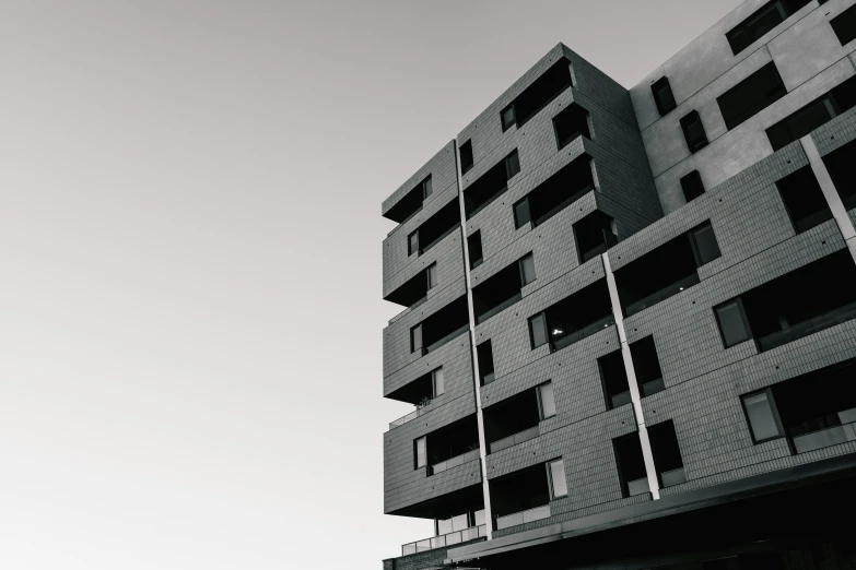 an abstract s of a brick building in the afternoon