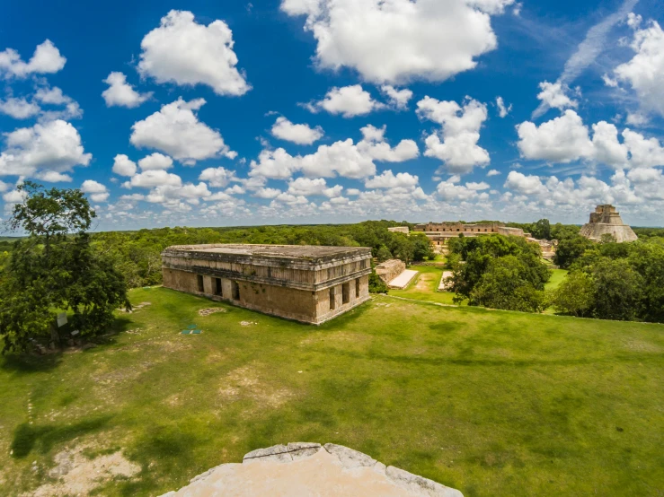 a field near the ruins of an old castle in mexico