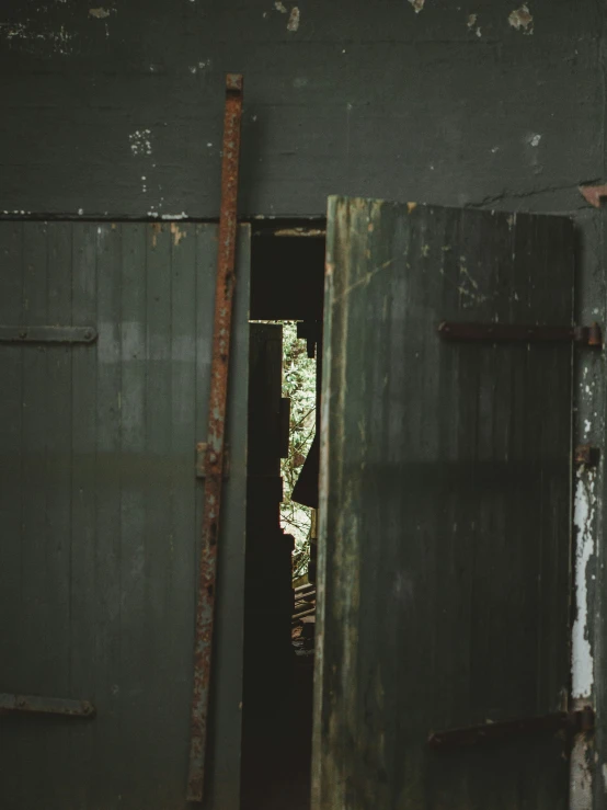 an alley leading into an abandoned metal shack