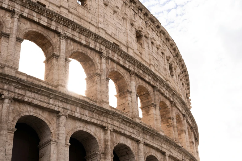 closeup view of the old roman building