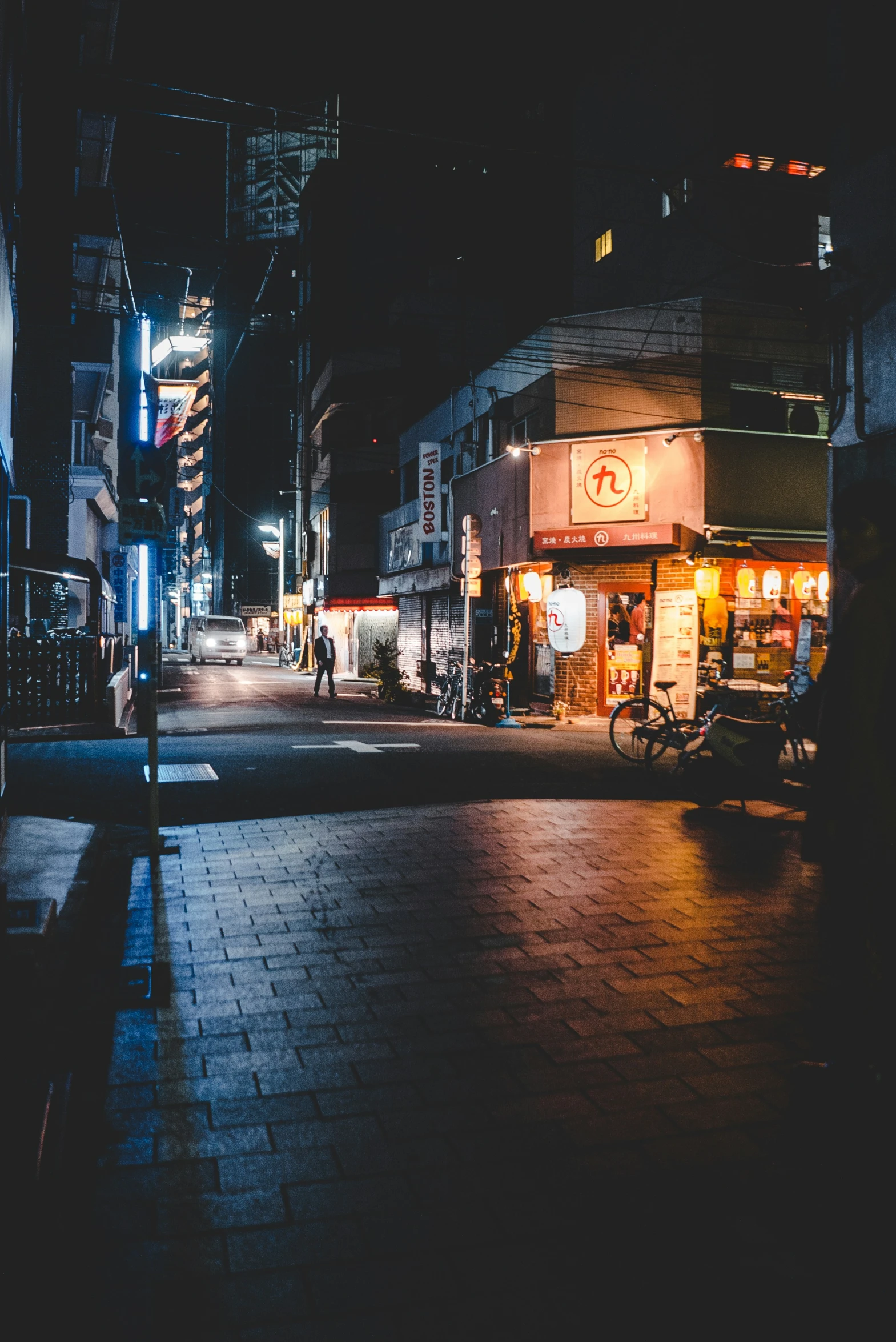 a small business on a quiet dark street