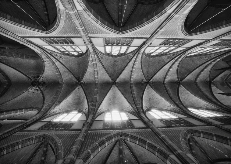 black and white po of a building with multiple windows