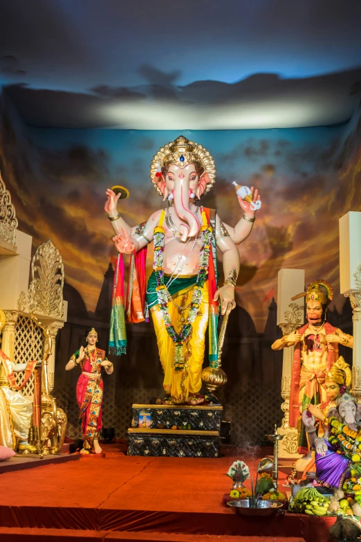 statues of the lord ganeshra and other deities in india