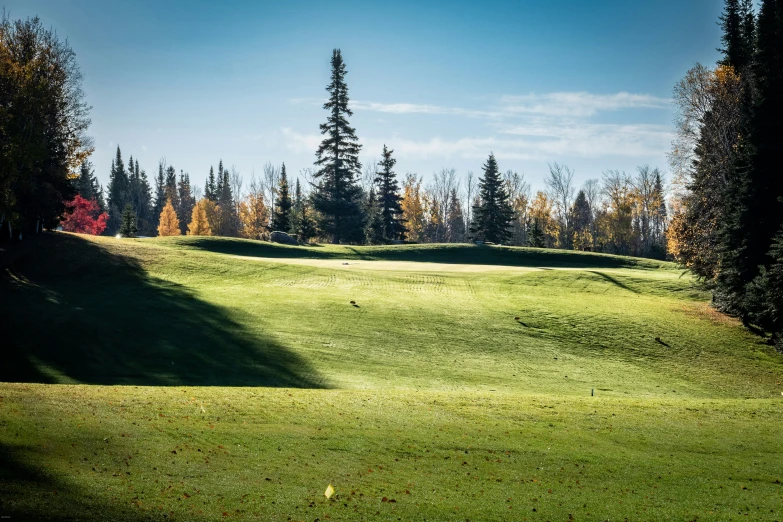 an open golf course is seen during the day