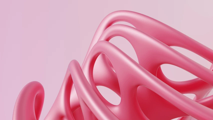 three pink spiral objects on a pastel background